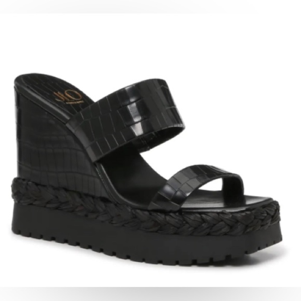 JLO Black Caleda Wedge Sandals